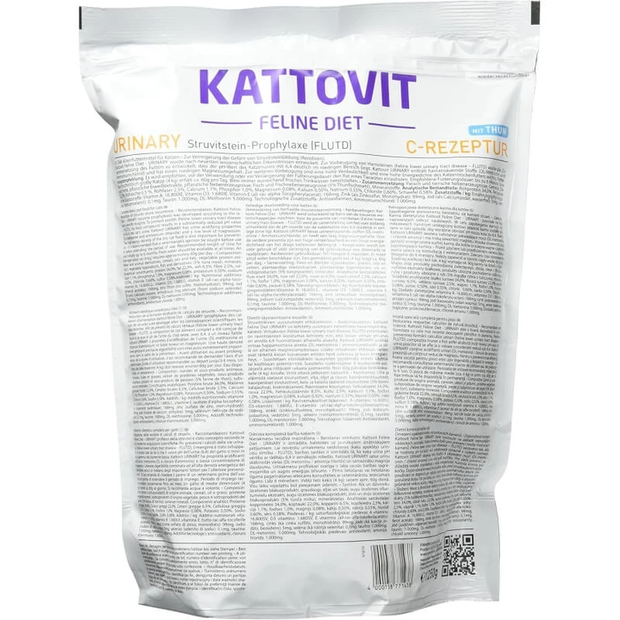 Kattovit Urinary met tonijn - volledige voeding voor katten met urinewegproblemen 1.25 kg