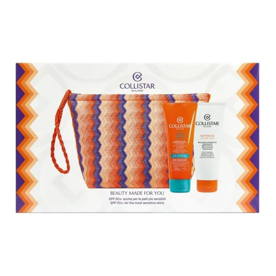 Collistar solar box set - crème solaire protectrice spf 50 + 100 ml + baume après-soleil 100 ml +pochette