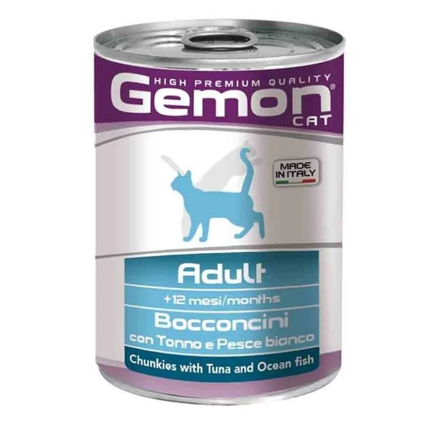 Gemon adult morsels tuna/white fish - wet food for cats 1 can 415g