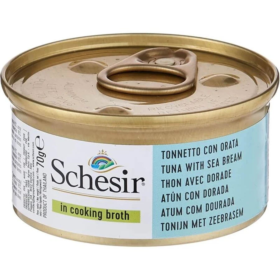Schesir Cat Thunfisch mit Seebrasse - Nassfutter für ausgewachsene Katzen 70 gr.