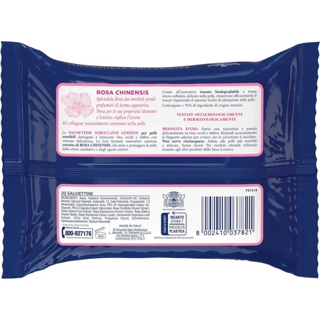 Agua de rosas 20 toallitas desmaquillantes calmantes