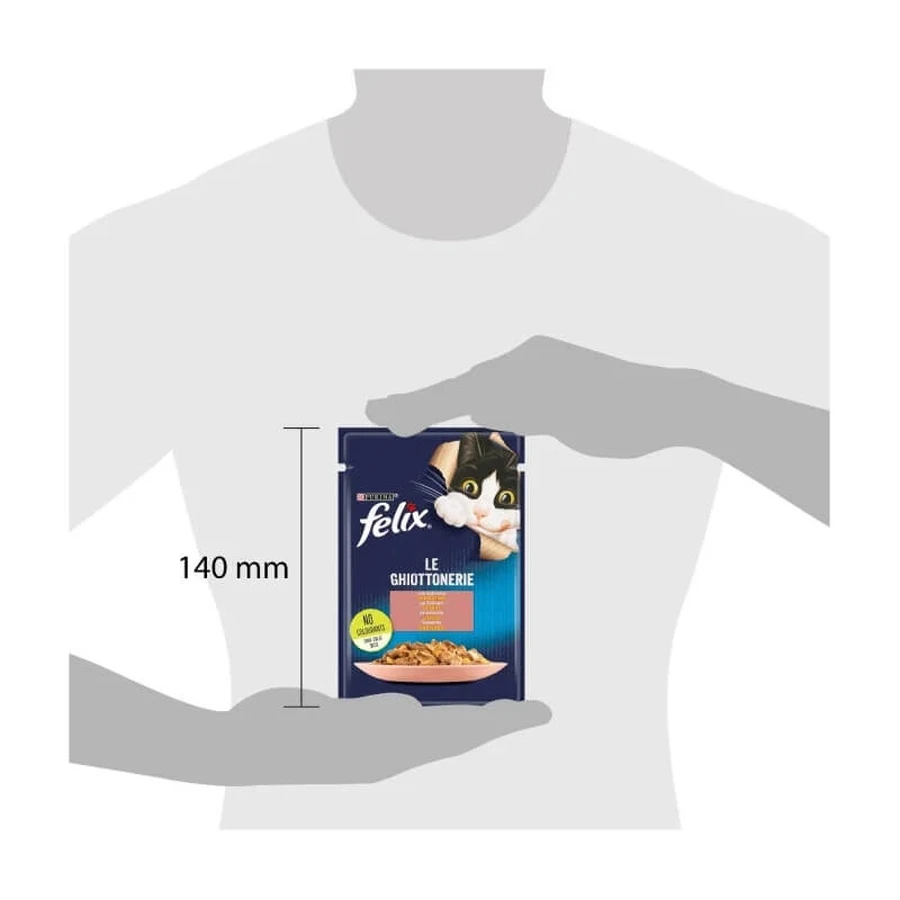 Purina felix le gluttonies jelly zalm - aanvullende voeding voor volwassen katten 85 gr
