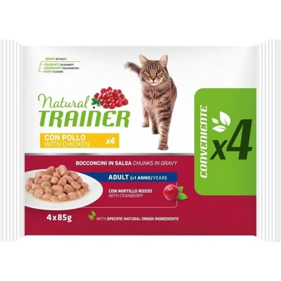 Natural trainer Pollo - alimento completo para gatos adultos 4 x 85 gr.