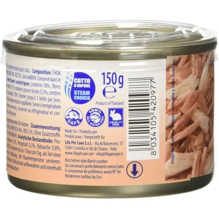 Life petcare Life cat natural tuna with white fish - aliment complet pour chats adultes 150 gr.