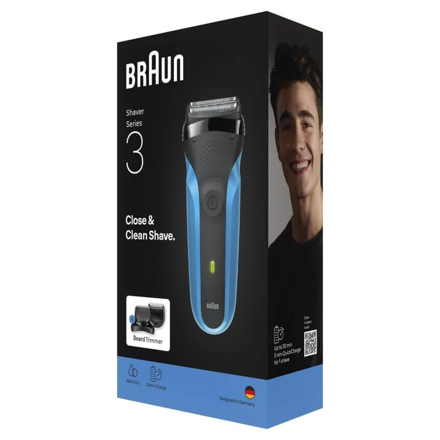 Braun series 3 - afeitadora eléctrica de barba en seco y húmedo de 3 elementos