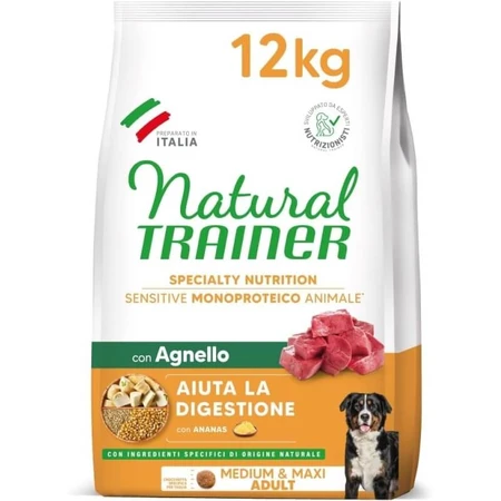 Natural trainer Specialty nutrition medium &amp; maxi adult met lam - volledige voeding voor honden 12 kg