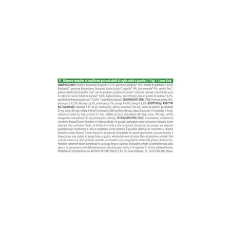 Natural trainer Specialty nutrition medium &amp; maxi adult met lam - volledige voeding voor honden 12 kg