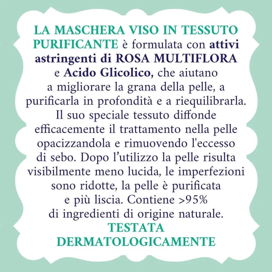 Agua de rosas purificante - Mascarilla facial antiimperfecciones matificante de tela
