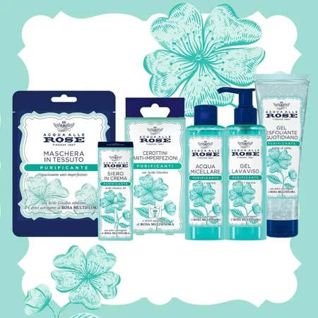 Agua de rosas purificante - Mascarilla facial antiimperfecciones matificante de tela
