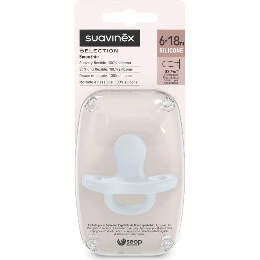 Suavinex color essence - siliconen fopspeen 6-18 maanden - lichtblauw