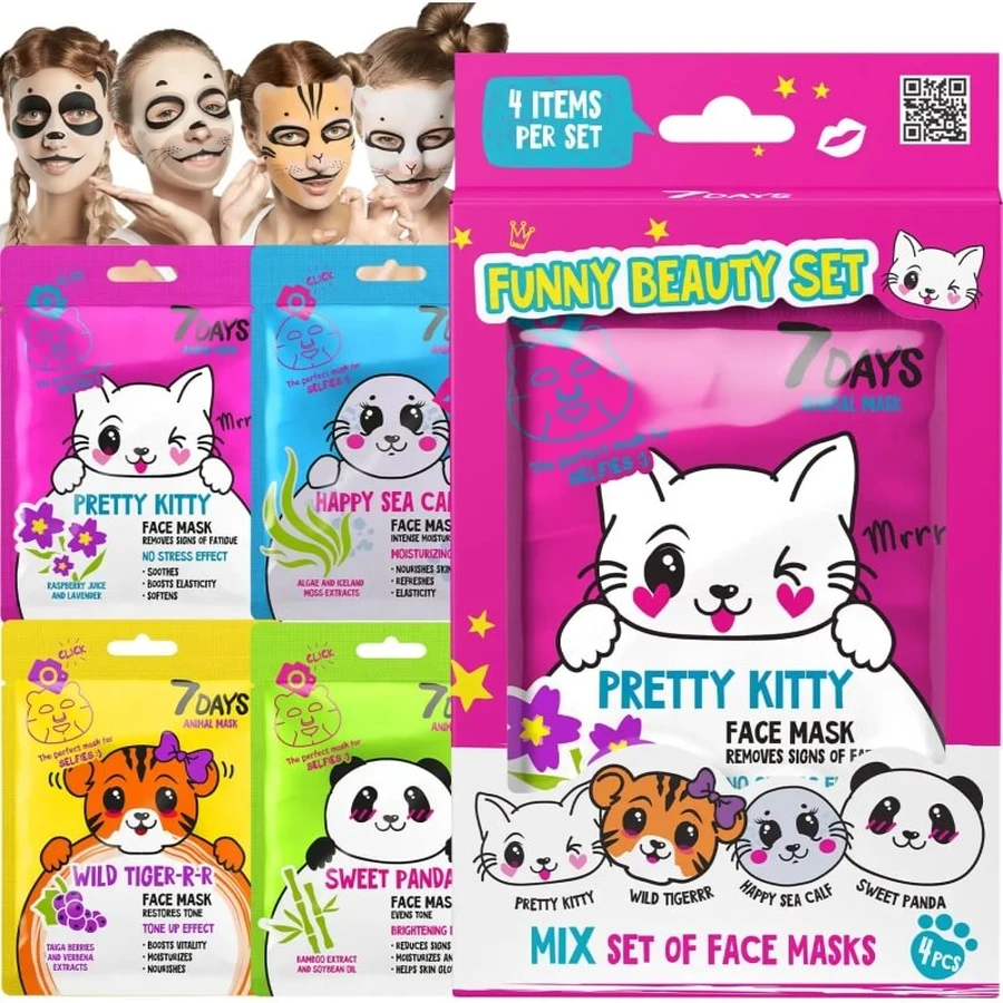 7 zile Set de frumusețe amuzant - 4 măști de față