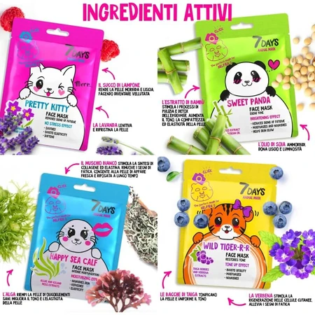 7 zile Set de frumusețe amuzant - 4 măști de față