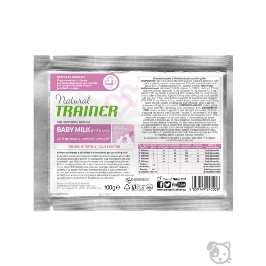 Natural trainer Baby milk puppy - alimento completo en polvo de lactancia para cachorros y gatitos 100 g