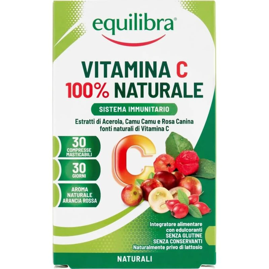 Equilibra vitamine c 100% natuurlijk 30 kauwtabletten - vitamine c supplement