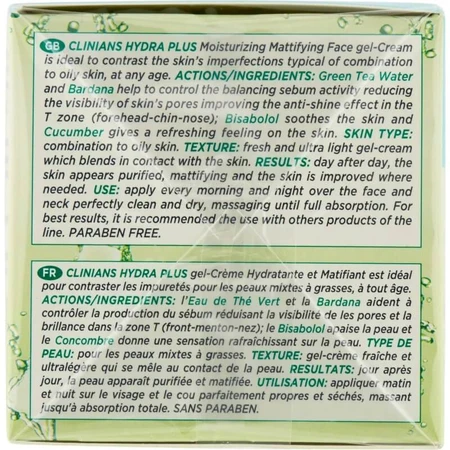 Clinians Hydra plus - mattierendes, feuchtigkeitsspendendes Creme-Gel für Mischhaut und fettige Haut 50 ml