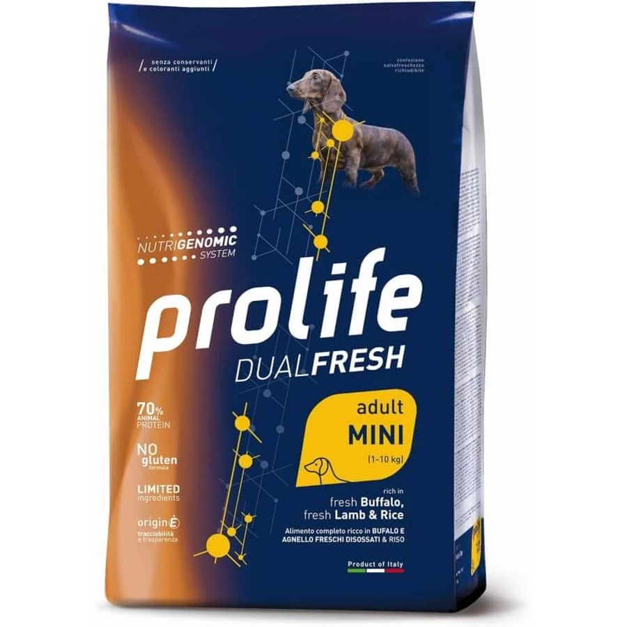 Prolife Dualfresh adult mini met buffellam &amp; rijst - volledige voeding voor kleine volwassen honden 2 kg