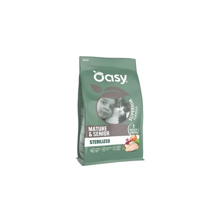 Oasy Superior formula mature &amp; senior sterilised chicken - hrană completă pentru pisici mature și senior sterilizate 1,5 kg