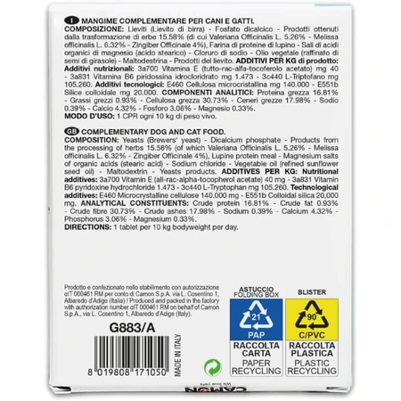 Camon Aequilibriavet 30 comprimés - aliment complémentaire pour animaux stressés et anxieux