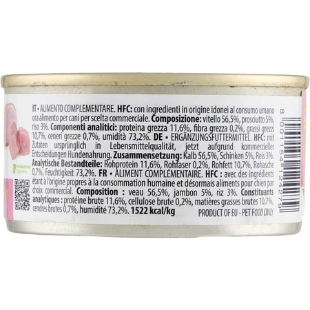 Almo nature Hfc natural cuisine Kalbfleisch mit Schinken - Nassfutter für ausgewachsene Hunde 95 gr.