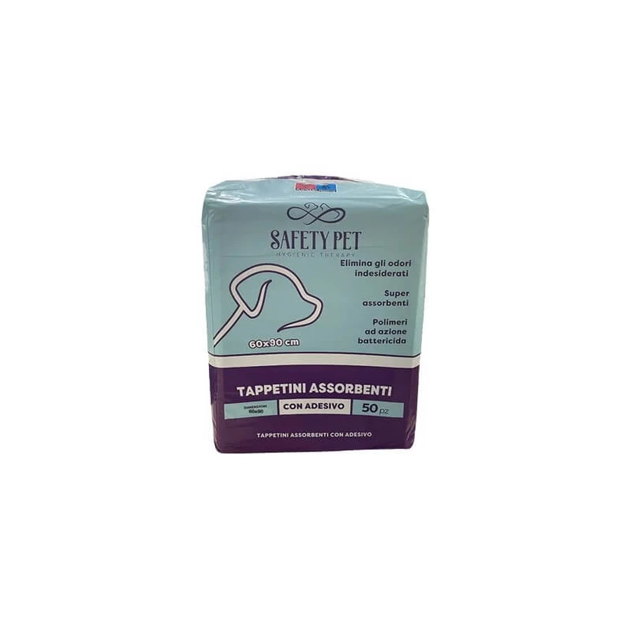 Safety pet 50 absorbent mats with attractant, anti-odor and adhesive strips 60 x 90 cm