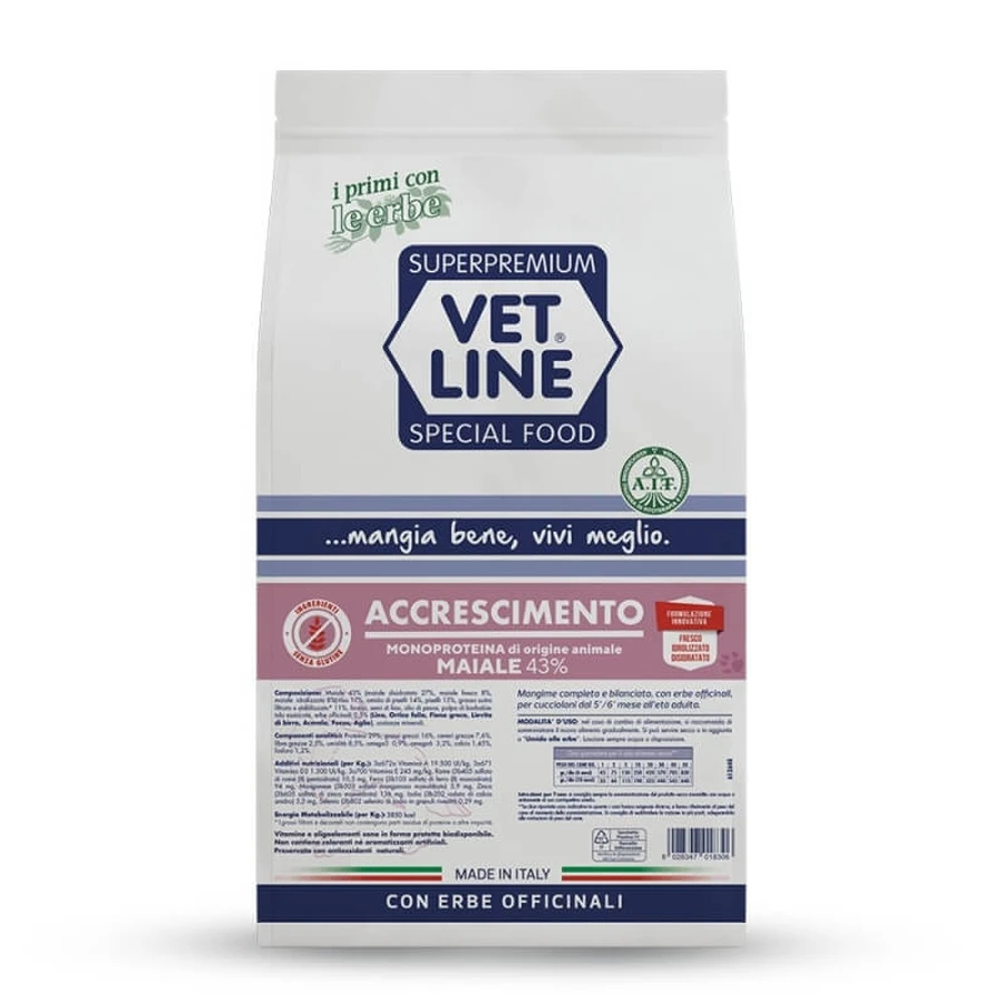 Vet line Accrescimento al maiale - pienso completo para perros 3 kg