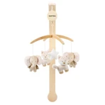 Nattou Flo, oli &amp; ernest - carusel muzical din lemn cu animale de pluș rotative - bej 50 cm