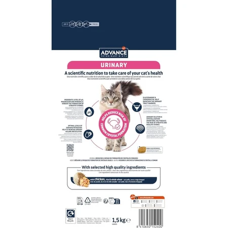 Advance Veterinary diets urinary chicken - complete dietary food for adult cats with urinary problems 1.5 kg