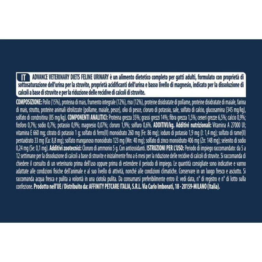 Advance Veterinary diets urinary chicken - complete dietary food for adult cats with urinary problems 1.5 kg