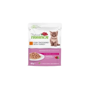 Natural trainer Kitten &amp; young turkey - kompletna mokra karma dla kociąt i młodych kotów 85 gr.
