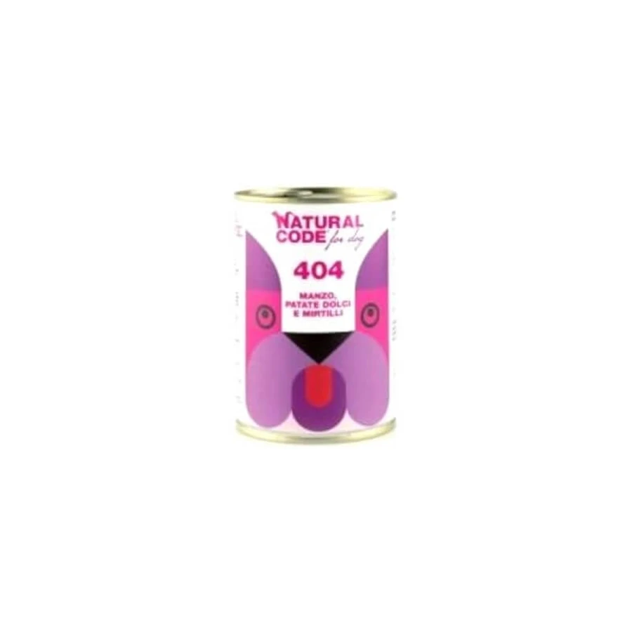 Natural Code For Dog 404 Rindfleisch, Süßkartoffeln und Heidelbeeren - Alleinfuttermittel für ausgewachsene Hunde 400 gr.