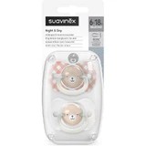 Suavinex nacht&amp;dag - 2 siliconen fopspenen sx pro fosforescerend 6-18 maanden roze