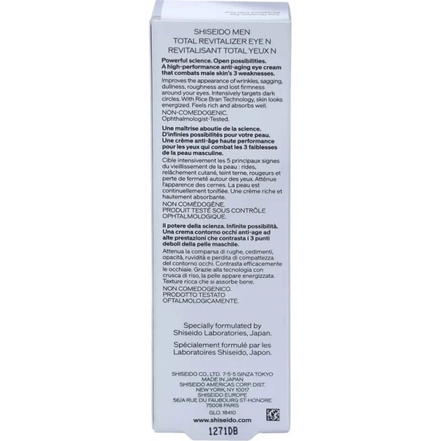 Shiseido Men total revitalizer eye - crema revitalizante antiedad total para el contorno de ojos 15 ml