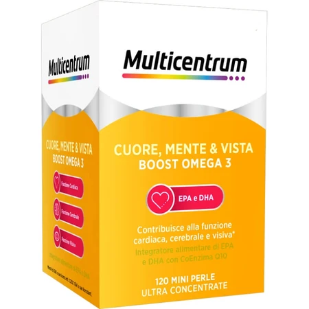 Multicentrum hart, verstand en gezichtsvermogen boost omega 3 - epa en dha supplement 120 miniparels