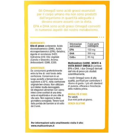 Multicentrum hart, verstand en gezichtsvermogen boost omega 3 - epa en dha supplement 120 miniparels