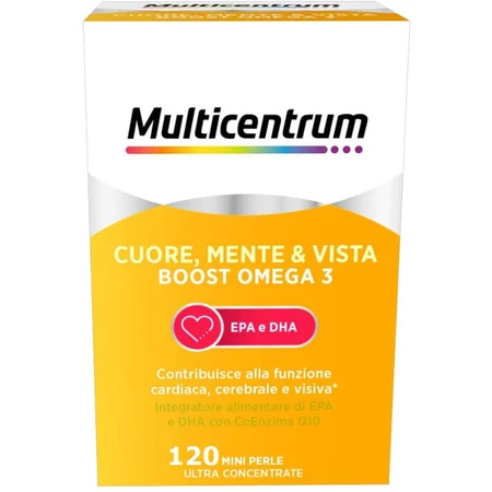 Multicentrum hart, verstand en gezichtsvermogen boost omega 3 - epa en dha supplement 120 miniparels