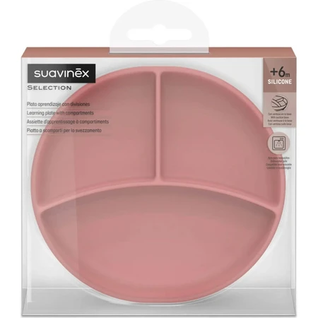 Suavinex color essence - assiette en silicone avec séparateurs - rose