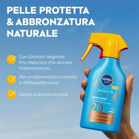 Nivea sunscreen 20 spf sun protect &amp; bronze double action sun spray 250 ml