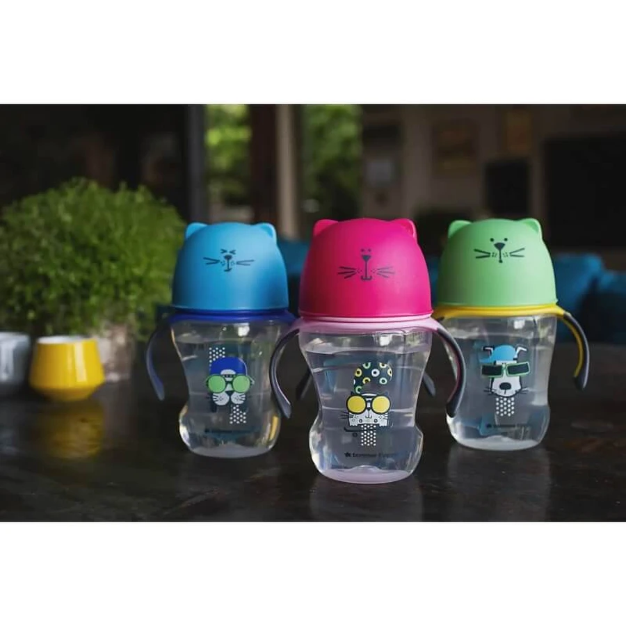 Tommee tippee Trainer beker soft sippee - 6m+ beker met 230ml zachte tuit roze kleur