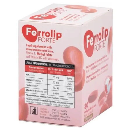 Ferrolip forte 30 stickpacks - ijzer- en vitaminesupplement