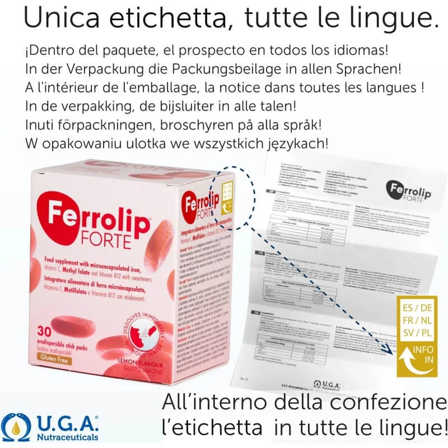 Ferrolip forte 30 stickpacks - ijzer- en vitaminesupplement