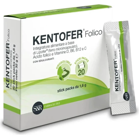Kentofer folic 20 stickpacks - suplemento de hierro y vitaminas para el embarazo