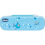 Kit d'hygiène bucco-dentaire Chicco bleu avec brosse à dents + dentifrice fraise 12m+.