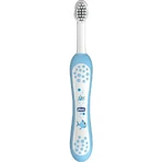 Kit d'hygiène bucco-dentaire Chicco bleu avec brosse à dents + dentifrice fraise 12m+.
