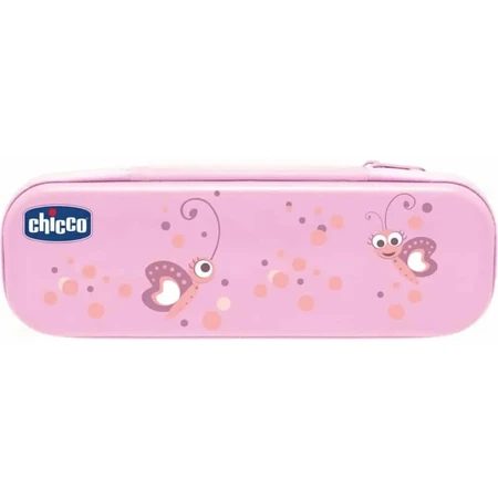 Kit d'hygiène bucco-dentaire Chicco bleu avec brosse à dents + dentifrice fraise 12m+.