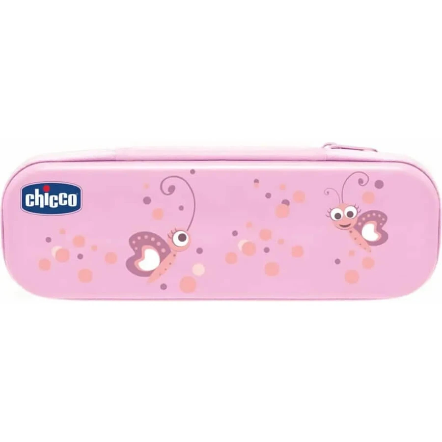 Kit d'hygiène bucco-dentaire Chicco bleu avec brosse à dents + dentifrice fraise 12m+.