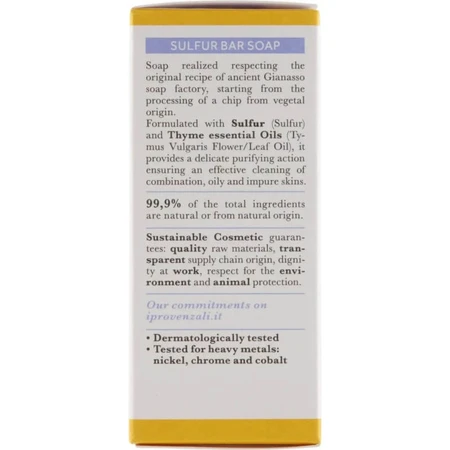 I provenzali sulfur - purifying soap bar for oily and impure skin 100 gr