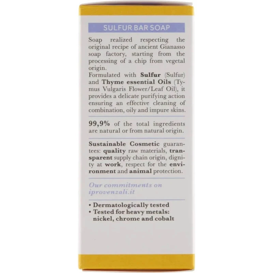 I provenzali sulfur - purifying soap bar for oily and impure skin 100 gr