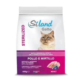 Aurora biopharma Siland gesteriliseerde kip en bosbes - volledige voeding voor volwassen gesteriliseerde katten 400 gr.