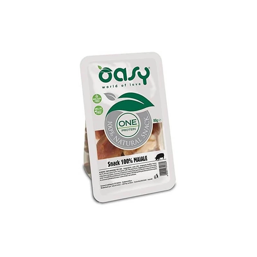 Oasy One Protein Snack 100% Schweinefleisch für Hunde 80 gr