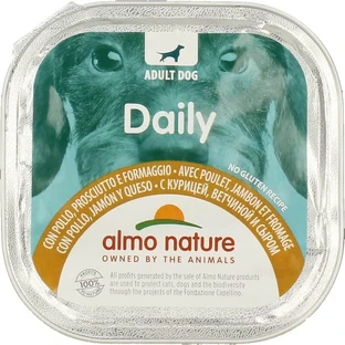 Almo nature Tägliches Menü Huhn, Schinken und Käse - Nassfutter für ausgewachsene Hunde 300 gr.
